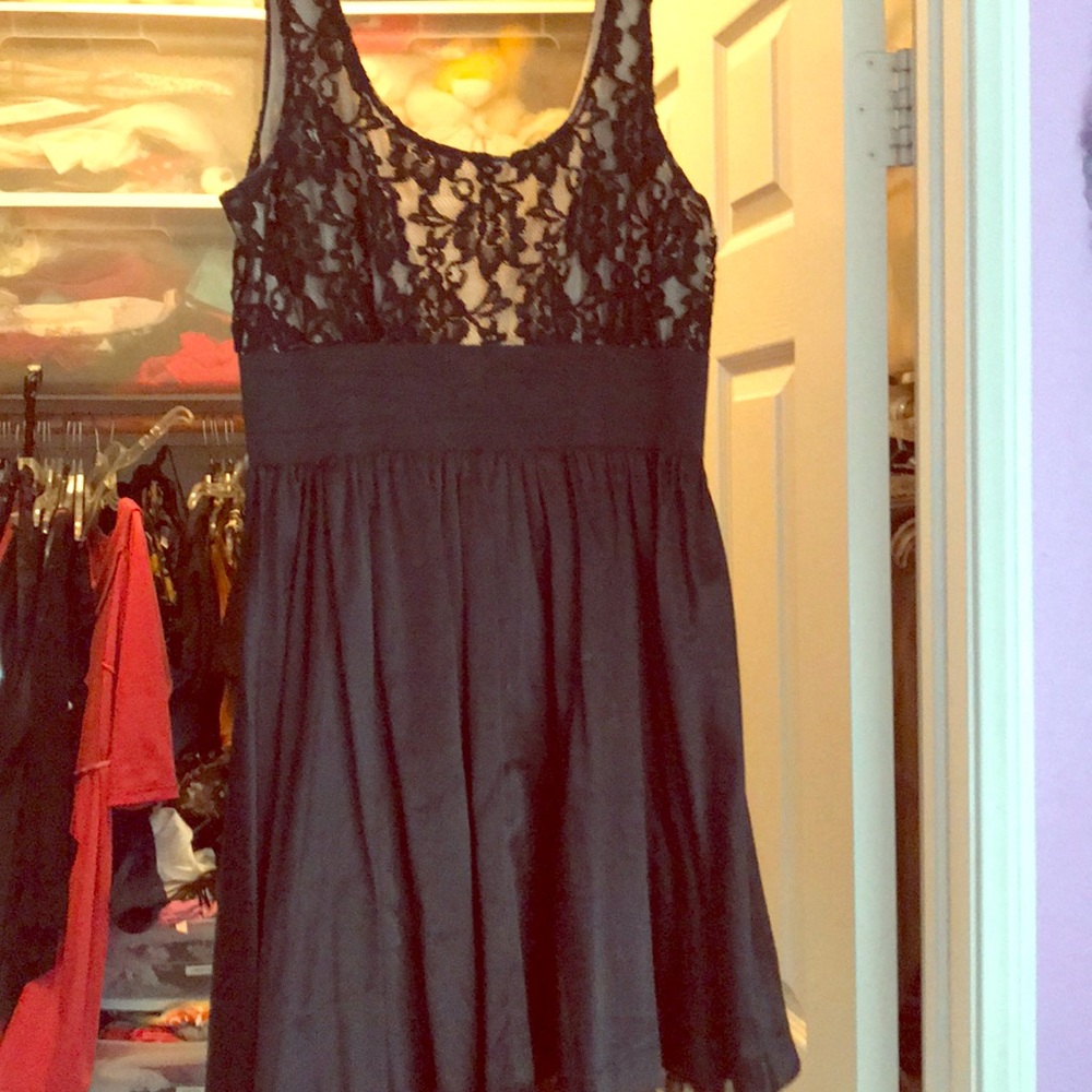 Black lace dress with satin skirt
